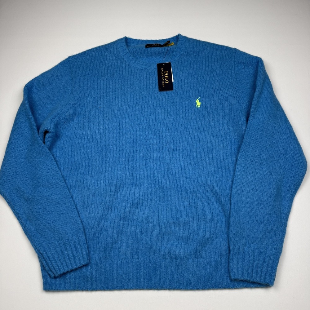 Polo Ralph Lauren Sweater Mens XL Blue Wool Alpaca Crewneck Pullover Knit